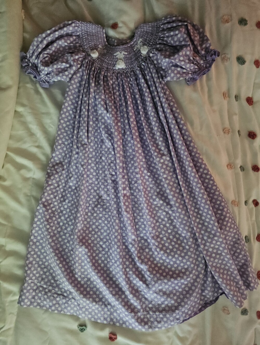 Girls' Lavender Polka Dot Dress